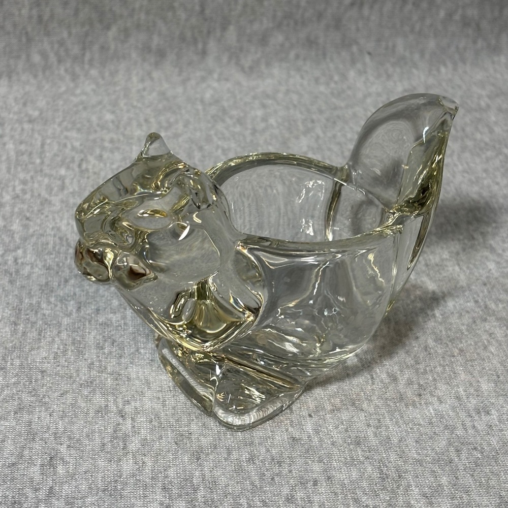 Avon Squirrel Glass Trinket Dish Clear Figurine Vintage Woodland Decor Nut Cup